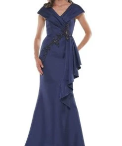 Marsoni By Colors - MV1086 Embellished V Neck Trumpet Dress 14 Marsoni By Colors - MV1086 Embellished V Neck Trumpet Dress