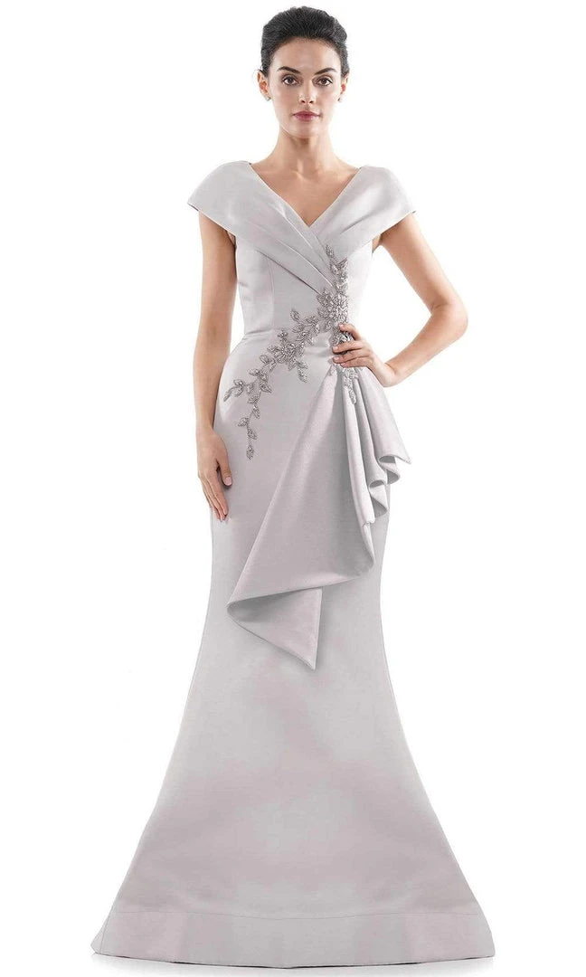 Marsoni By Colors - MV1086 Embellished V Neck Trumpet Dress 9 Marsoni By Colors - MV1086 Embellished V Neck Trumpet Dress