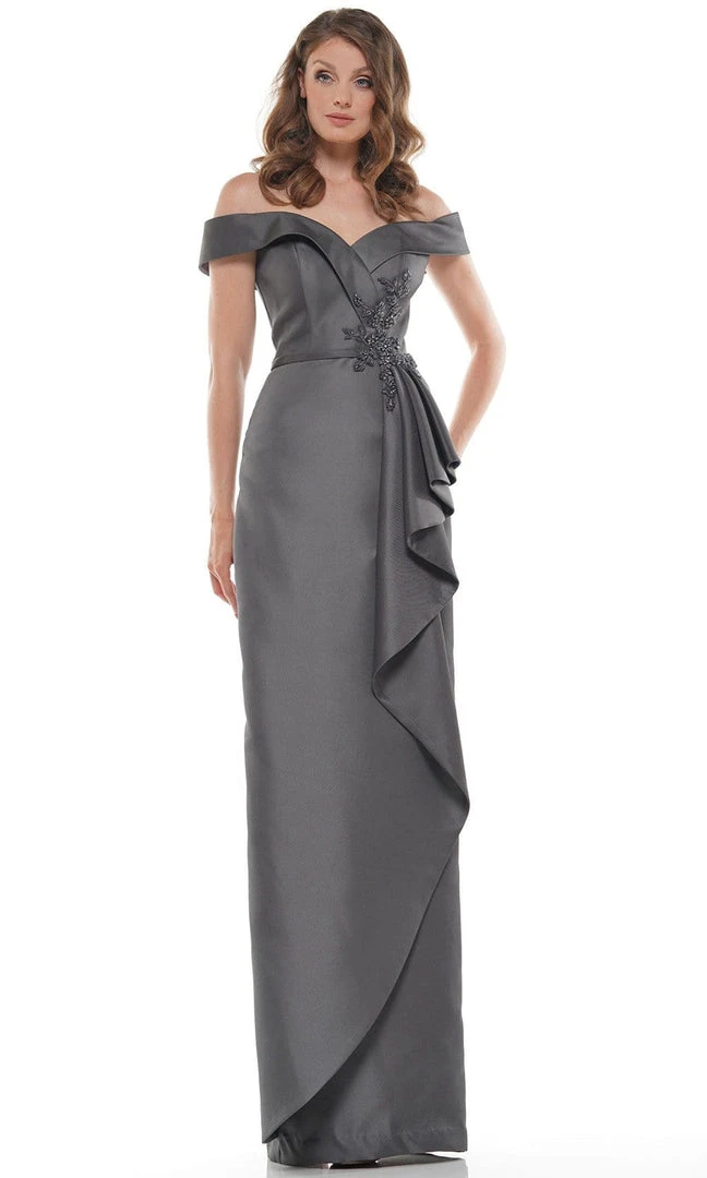 Marsoni By Colors - MV1087 Off Shoulder Beaded Ruffle Accented Gown 3 Marsoni By Colors - MV1087 Off Shoulder Beaded Ruffle Accented Gown