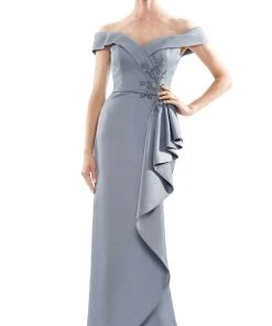Marsoni By Colors - MV1087 Off Shoulder Beaded Ruffle Accented Gown 10 Marsoni By Colors - MV1087 Off Shoulder Beaded Ruffle Accented Gown