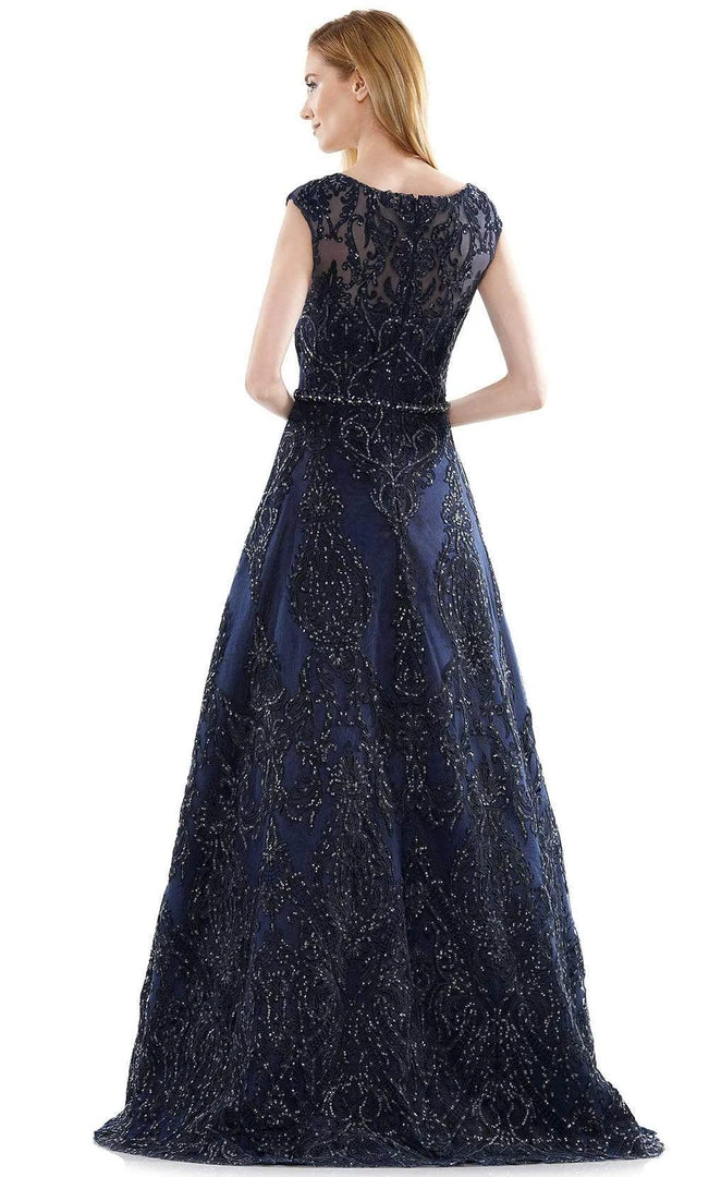 Marsoni By Colors - MV1092 Embellished V Neck A-Line Dress 4 Marsoni By Colors - MV1092 Embellished V Neck A-Line Dress