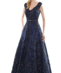 Marsoni By Colors - MV1092 Embellished V Neck A-Line Dress