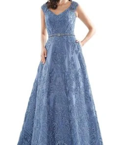 Marsoni By Colors - MV1092 Embellished V Neck A-Line Dress 10 Marsoni By Colors - MV1092 Embellished V Neck A-Line Dress