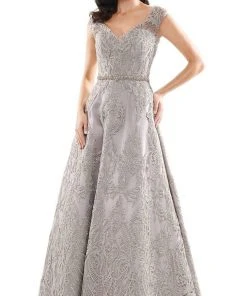 Marsoni By Colors - MV1092 Embellished V Neck A-Line Dress 12 Marsoni By Colors - MV1092 Embellished V Neck A-Line Dress