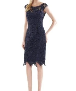 Marsoni By Colors - MV1103 Lace Bateau Neck Fitted Dress