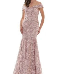 Marsoni By Colors - MV1118 Off Shoulder Fitted Evening Dress 10 Marsoni By Colors - MV1118 Off Shoulder Fitted Evening Dress