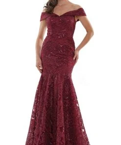 Marsoni By Colors - MV1118 Off Shoulder Fitted Evening Dress 12 Marsoni By Colors - MV1118 Off Shoulder Fitted Evening Dress