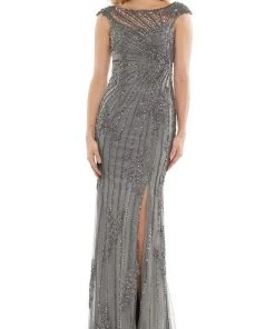 Marsoni By Colors - MV1128 Beaded High Slit Evening Gown