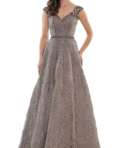 Marsoni By Colors - MV1129 Floral Detailed Voluminous A-line Dress