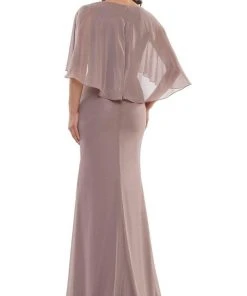 Marsoni By Colors - MV1130 Glittered Fabric Poncho Sheath Gown