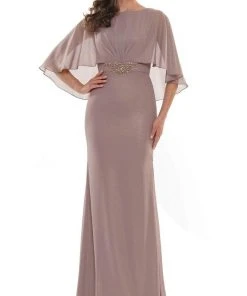 Marsoni By Colors - MV1130 Glittered Fabric Poncho Sheath Gown