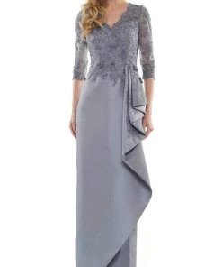 Marsoni By Colors - MV1134 V-Neck Fitted Evening Dress