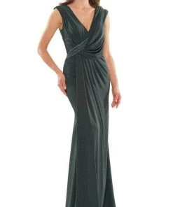 Marsoni By Colors MV1183 - Pleated V-neck Formal Dress