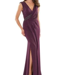 Marsoni By Colors MV1183 - Pleated V-neck Formal Dress 9 Marsoni By Colors MV1183 - Pleated V-neck Formal Dress