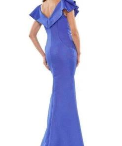 Marsoni By Colors MV1190 - Ruffled V-Neck Long Dress