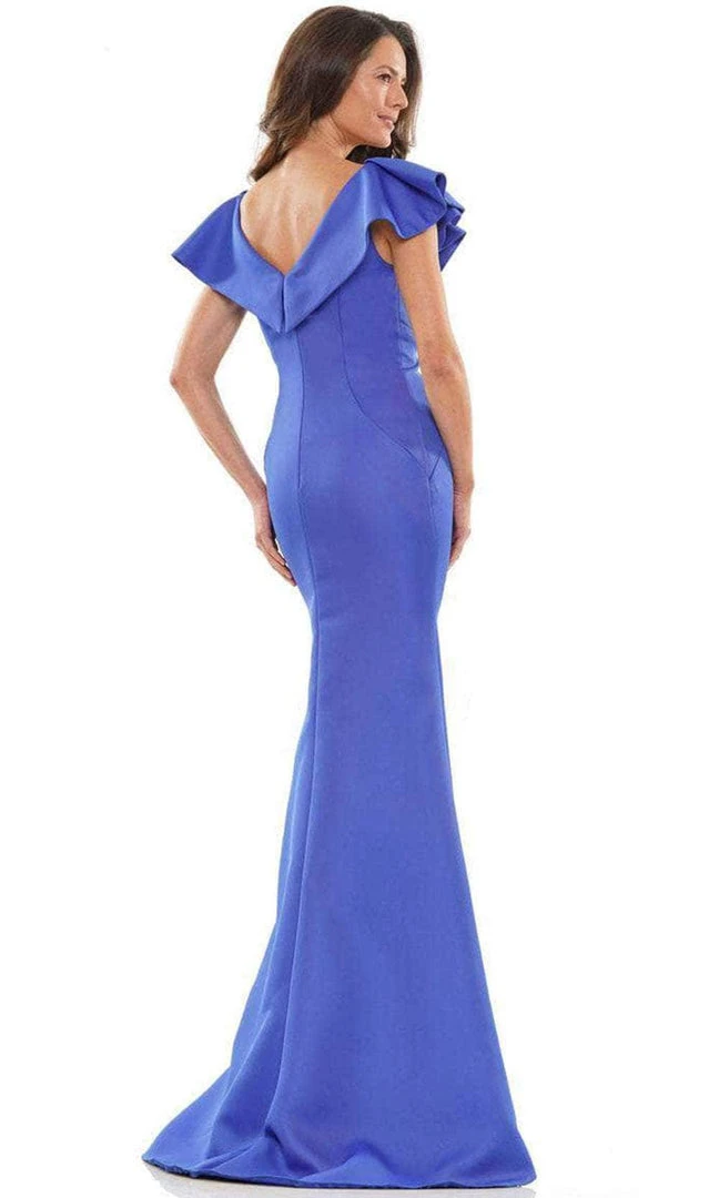 Marsoni By Colors MV1190 - Ruffled V-Neck Long Dress 4 Marsoni By Colors MV1190 - Ruffled V-Neck Long Dress