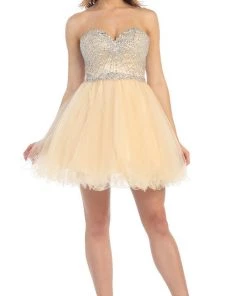 May Queen - Bejeweled Sweetheart A-line Evening Dress Short Dresses