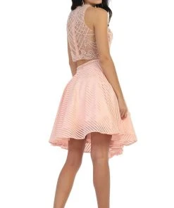 Short Dresses May Queen - MQ1444 Two-Piece Ornate Jewel Textured Cocktail Dress