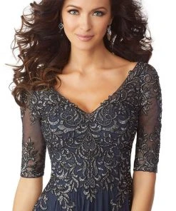 MGNY By Mori Lee - 71805 Embroidered V-neck A-line Gown 9 MGNY By Mori Lee - 71805 Embroidered V-neck A-line Gown