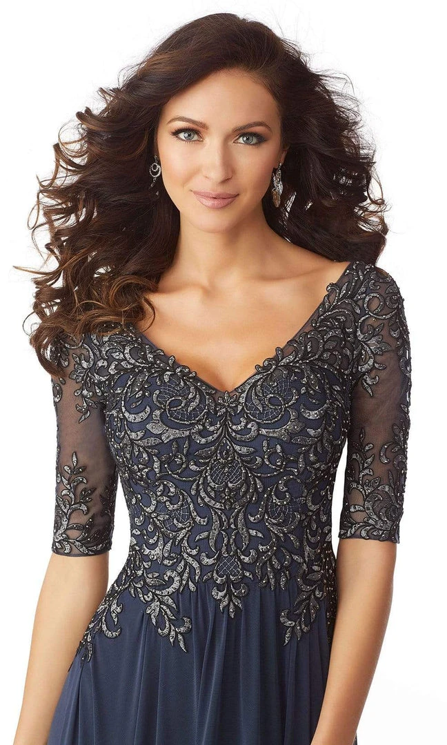 MGNY By Mori Lee - 71805 Embroidered V-neck A-line Gown 6 MGNY By Mori Lee - 71805 Embroidered V-neck A-line Gown