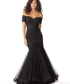 MGNY By Mori Lee - 71825 Lace Appliqued Off-Shoulder Trumpet Dress 12 MGNY By Mori Lee - 71825 Lace Appliqued Off-Shoulder Trumpet Dress