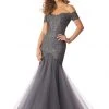MGNY By Mori Lee - 71825 Lace Appliqued Off-Shoulder Trumpet Dress 1 MGNY By Mori Lee - 71825 Lace Appliqued Off-Shoulder Trumpet Dress