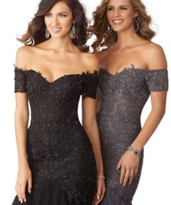 MGNY By Mori Lee - 71825 Lace Appliqued Off-Shoulder Trumpet Dress 14 MGNY By Mori Lee - 71825 Lace Appliqued Off-Shoulder Trumpet Dress