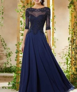 MGNY By Mori Lee - 71908 Bead Embroidered Chiffon A-line Gown
