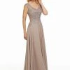 MGNY By Mori Lee - 72021 Beaded Lace V-neck A-line Chiffon Gown 2 MGNY By Mori Lee - 72021 Beaded Lace V-neck A-line Chiffon Gown