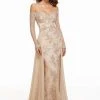 MGNY By Mori Lee - 72033 Embroidered Long Sleeve Off-Shoulder Dress