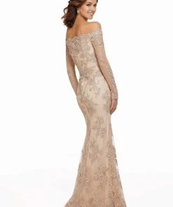 MGNY By Mori Lee - 72033 Embroidered Long Sleeve Off-Shoulder Dress