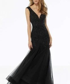 MGNY By Mori Lee - 72103 Beaded Plunging V-Neck Trumpet Dress