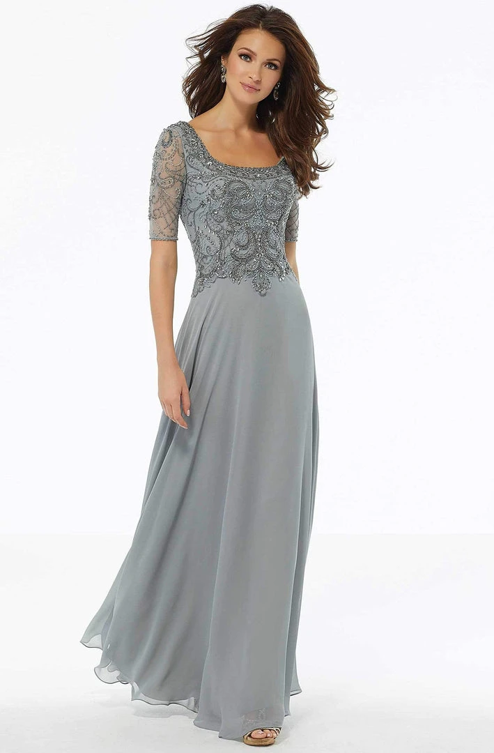 MGNY By Mori Lee - 72113 Crystal Beaded Square Neck Chiffon Dress 3 MGNY By Mori Lee - 72113 Crystal Beaded Square Neck Chiffon Dress