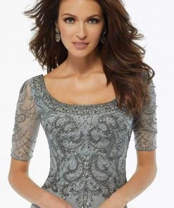 MGNY By Mori Lee - 72113 Crystal Beaded Square Neck Chiffon Dress 8 MGNY By Mori Lee - 72113 Crystal Beaded Square Neck Chiffon Dress