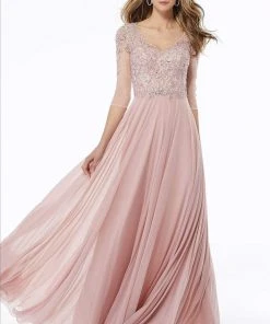 MGNY By Mori Lee - 72120 Embroidered V-neck A-line Dress