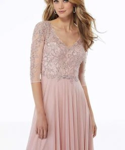 MGNY By Mori Lee - 72120 Embroidered V-neck A-line Dress 9 MGNY By Mori Lee - 72120 Embroidered V-neck A-line Dress