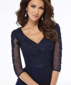 MGNY By Mori Lee - 72120 Embroidered V-neck A-line Dress 11 MGNY By Mori Lee - 72120 Embroidered V-neck A-line Dress