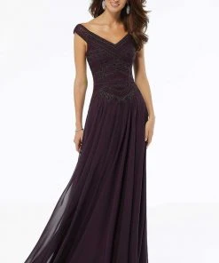 MGNY By Mori Lee - 72134 Embroidered Off-Shoulder A-line Gown