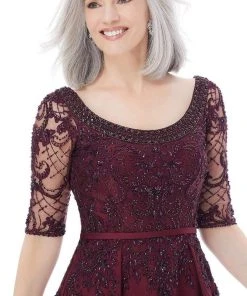 MGNY By Mori Lee - 72205 Beaded Net Luxe Satin A-Line Evening Gown 9 MGNY By Mori Lee - 72205 Beaded Net Luxe Satin A-Line Evening Gown