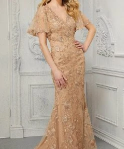 MGNY By Mori Lee - 72413 V-Neck Embroidered Evening Dress