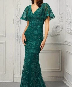 MGNY By Mori Lee - 72413 V-Neck Embroidered Evening Dress 10 MGNY By Mori Lee - 72413 V-Neck Embroidered Evening Dress