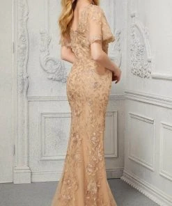 MGNY By Mori Lee - 72413 V-Neck Embroidered Evening Dress 8 MGNY By Mori Lee - 72413 V-Neck Embroidered Evening Dress