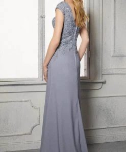 MGNY By Mori Lee - 72421 Cap Sleeves A-Line Evening Dress