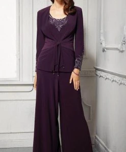 MGNY By Mori Lee - 72427 Scoop Long Sleeves Pant Suit 10 MGNY By Mori Lee - 72427 Scoop Long Sleeves Pant Suit