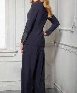 MGNY By Mori Lee - 72427 Scoop Long Sleeves Pant Suit 8 MGNY By Mori Lee - 72427 Scoop Long Sleeves Pant Suit