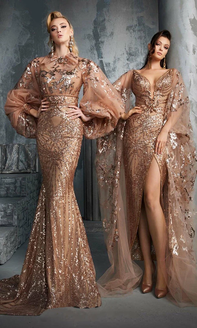 MNM COUTURE - 2637 Embellished High Neck Trumpet Dress 3 MNM COUTURE - 2637 Embellished High Neck Trumpet Dress