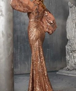 MNM COUTURE - 2637 Embellished High Neck Trumpet Dress 5 MNM COUTURE - 2637 Embellished High Neck Trumpet Dress