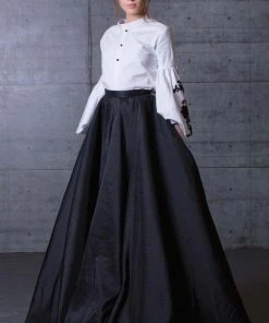 MNM Couture - Blouson Sleeve Two-Toned Evening Gown N0111 6 MNM Couture - Blouson Sleeve Two-Toned Evening Gown N0111