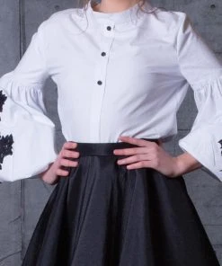 MNM Couture - Blouson Sleeve Two-Toned Evening Gown N0111 7 MNM Couture - Blouson Sleeve Two-Toned Evening Gown N0111