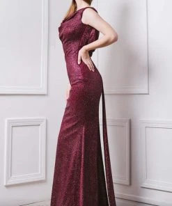 MNM COUTURE - F4827 Cowl Draped Metallic Mermaid Gown 9 MNM COUTURE - F4827 Cowl Draped Metallic Mermaid Gown